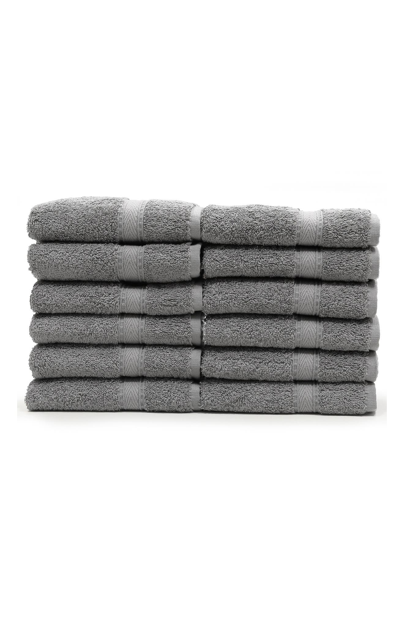 Dark Grey Set of 12 Linum Home Textiles 100% Turkish Cotton Sinemis Terry Washcloth 